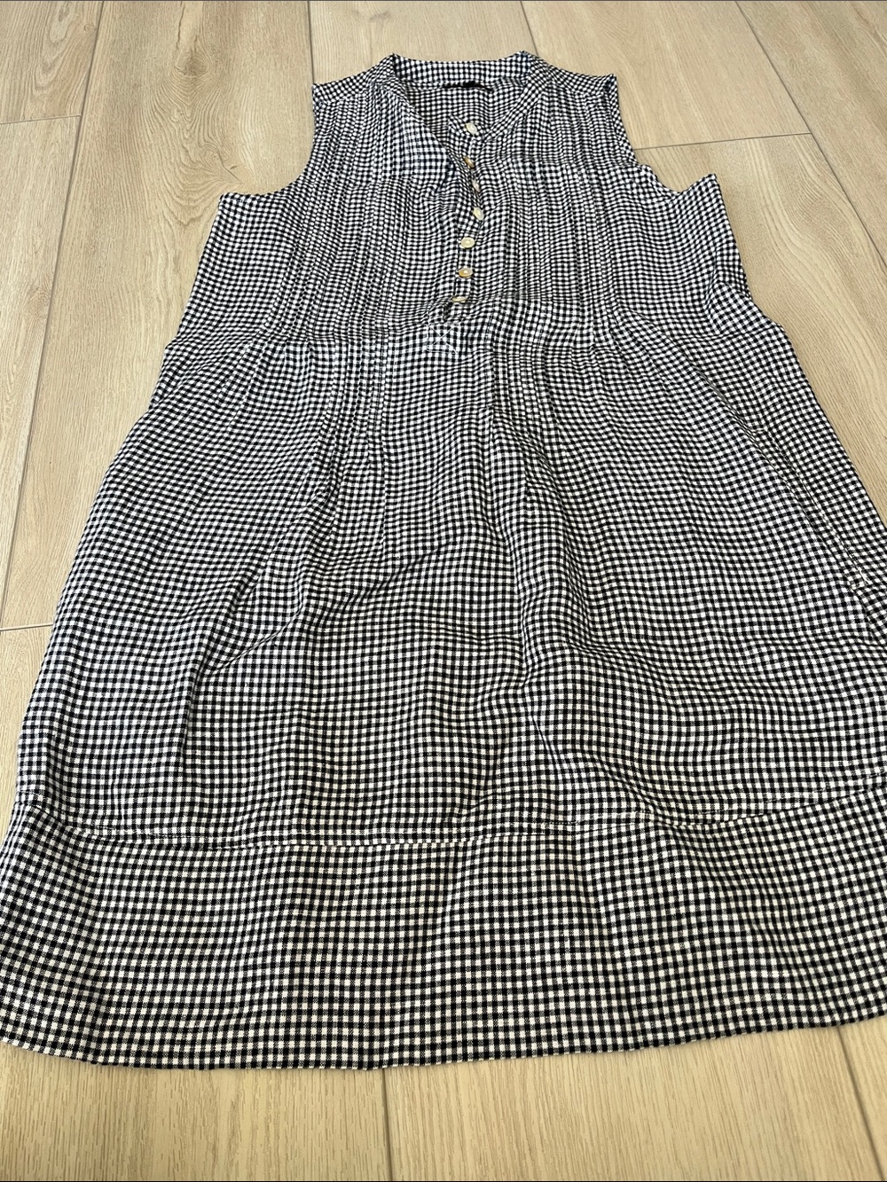 Quince Gingham Button-Front Dress in Black & White